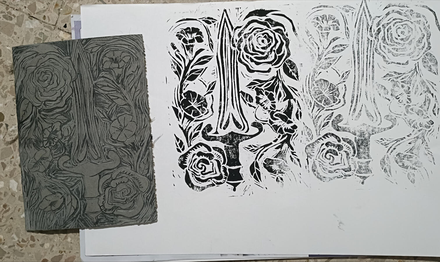 lino print sword
